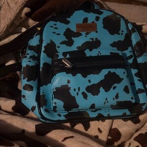 Wrangler Turquoise & Black Cowprint Mini Backpack